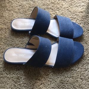 Nine West Denim Slides Size 9 NWOT